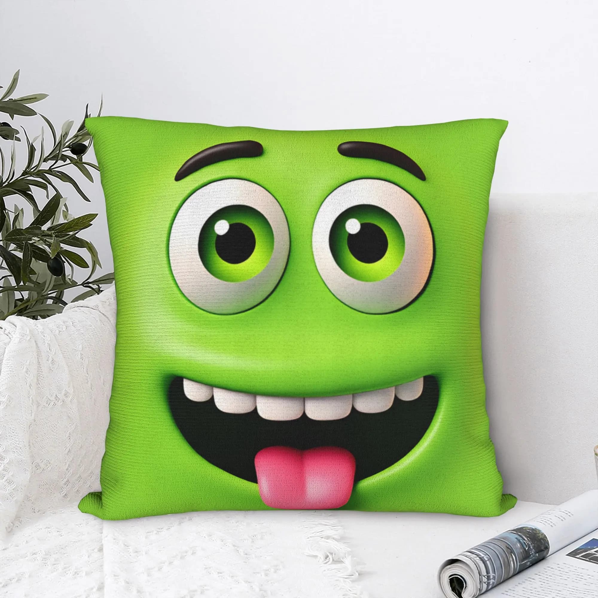 The Monster With Big Eyes Cartoon Face Meme Pillow Case Soft Pillow Cover Kawaii Pillowcases For Sofa Car Home Decor