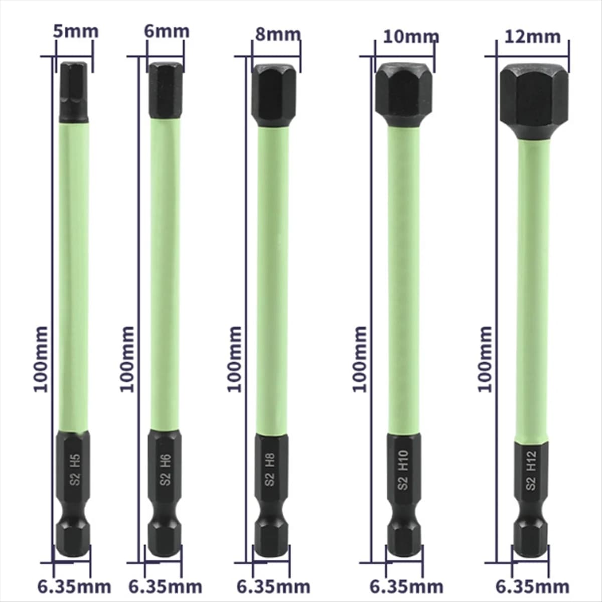 ABNJ 10PCS Set of drill bits for magnetic hexagonal head hexagonal key with hexagonal 1/4 inch hexagonal codlus 2 hexagonal steel head hexagonal tips