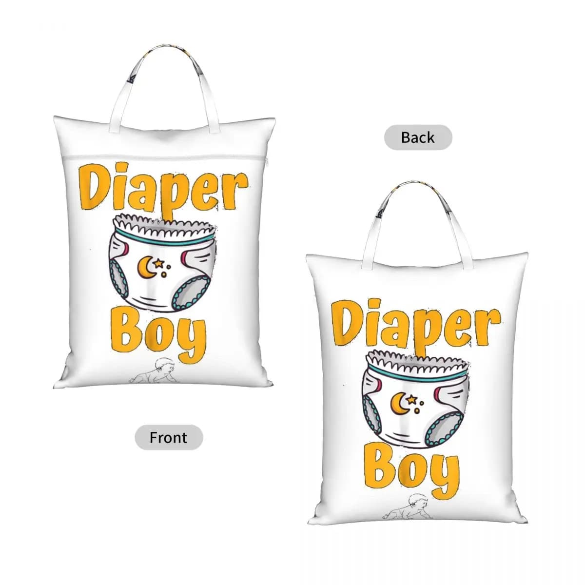 Diaper Boy Travel Laundry Bag Waterproof Reusable Dirty Clothes Pouch Gym Yoga Vacation Washing Basket