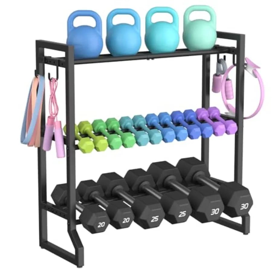 Adjustable 3 Level Manubri Door for Home Gym with 4 Hooks, Steel Kettlebell and Manubri Support