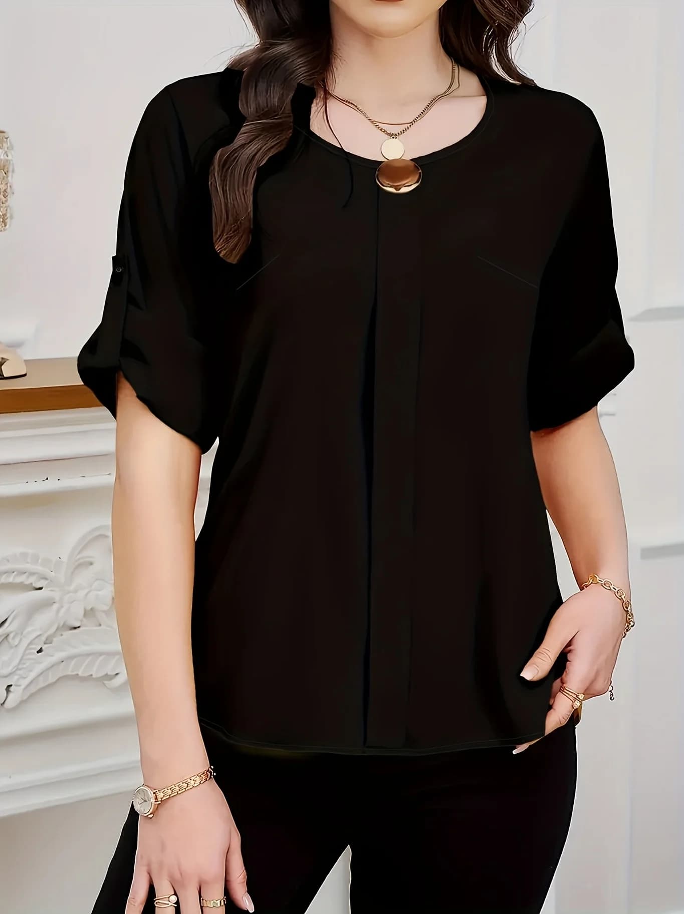 Women's shirt in plain braided summer casual sizes