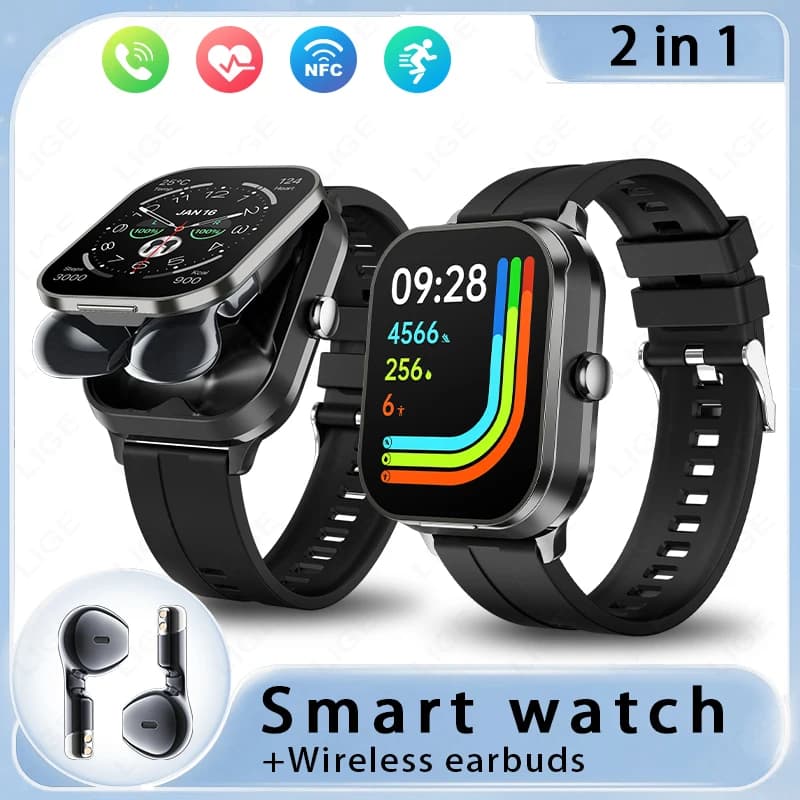 Auricolari Bluetooth wireless Smart Watch collegato al fitness mobile e al sport Chiamate Bluetooth Smartwatch MaleFemale 2 in 1