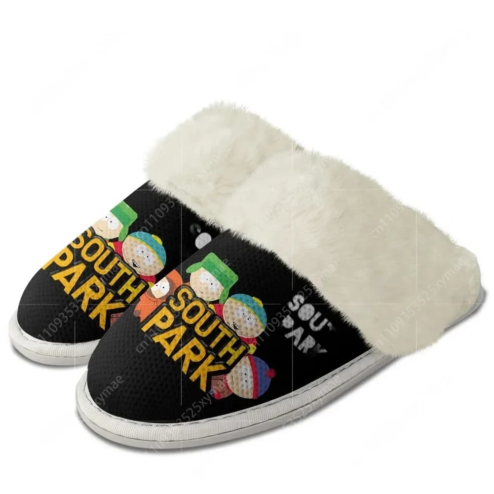 South Park Anime Comedy Plush Slippers Keep Warm Shoes Men Women Retro Street Breathable Home Cotton Thermal Lightweight Slipper