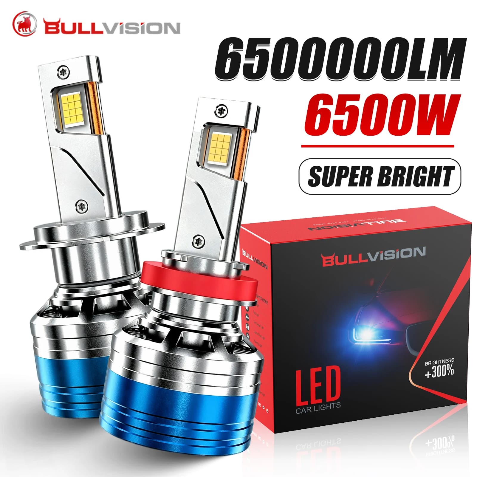 Bullvision H7 H4 LED Bulbs Headlight +1000% Car Canbus Headlamp H11 H1 H8 H9 9005 9006 HB3 HB4 9012 HIR2 Auto Diode Lamps 6000K