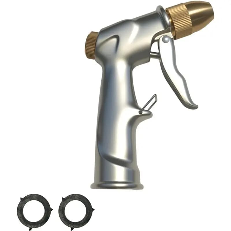 SHGO-Garden Hose N Nozzle, durable metal high pressure water sprayer with brass connector for lawn and plants