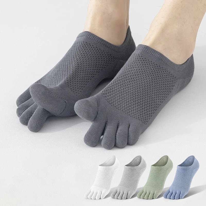 2026 NEW Ultra Breathable Mesh Five Fingers Socks For Men Seamless Silicone Non-slip Heel Toe Socks Casual Male Split Toe Socks