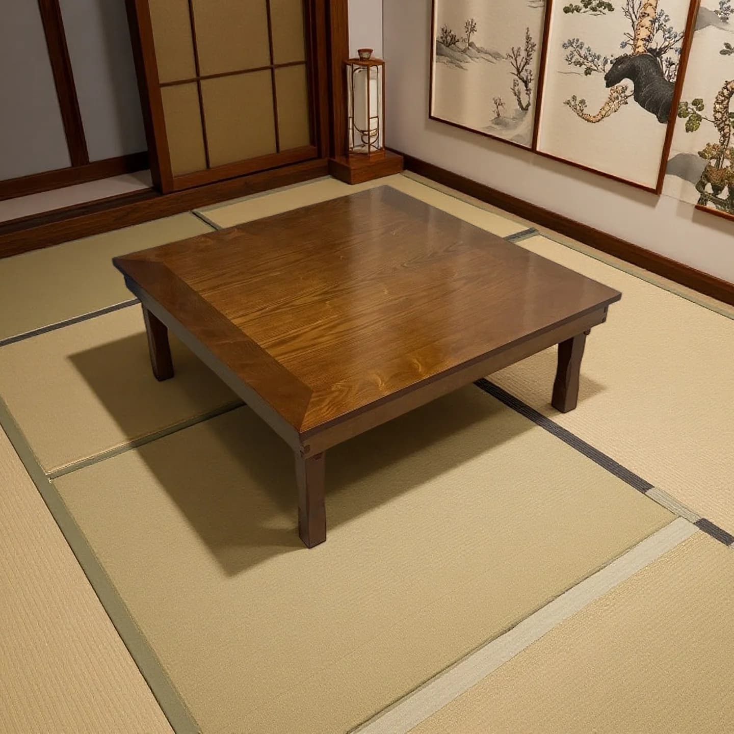 Tavolo basso coreano Gambe pieghevoli Quadrate 80x80 cm Tavolo da terra per mobili per la casa antichi di lusso asiatico per tavolo da pranzo tradizionale coreano