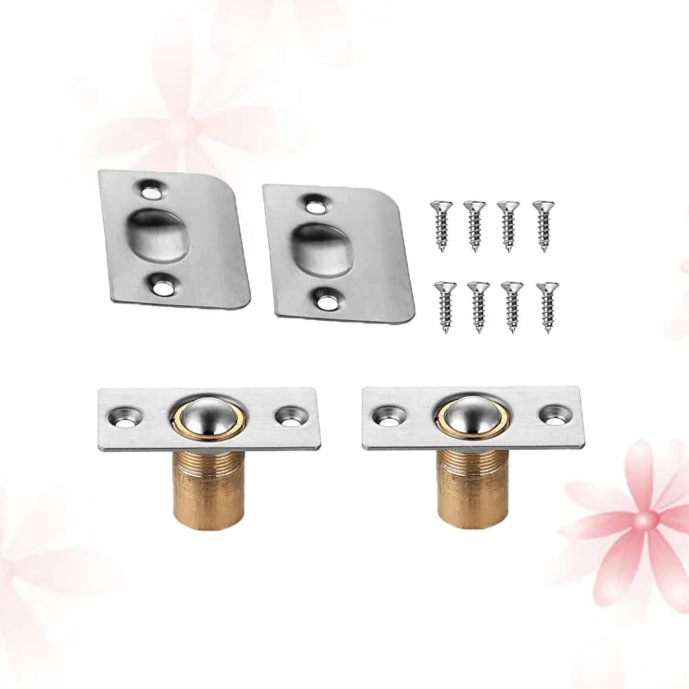 2Set Heavy-Duty Solid Stainless Closet Catch Ball Door Stopper with Adjustable 10Mm Ball Secure Smooth Opening Door