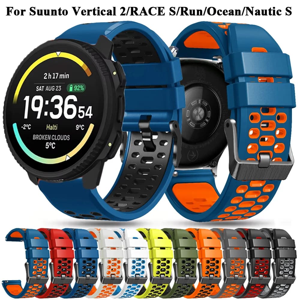 Breathable Silicone Strap 22mm For Suunto 5 9 Peak Pro Bracelet For Suunto Vertical 2/RACE S/Run/Ocean/Nautic S Sport Band Belt