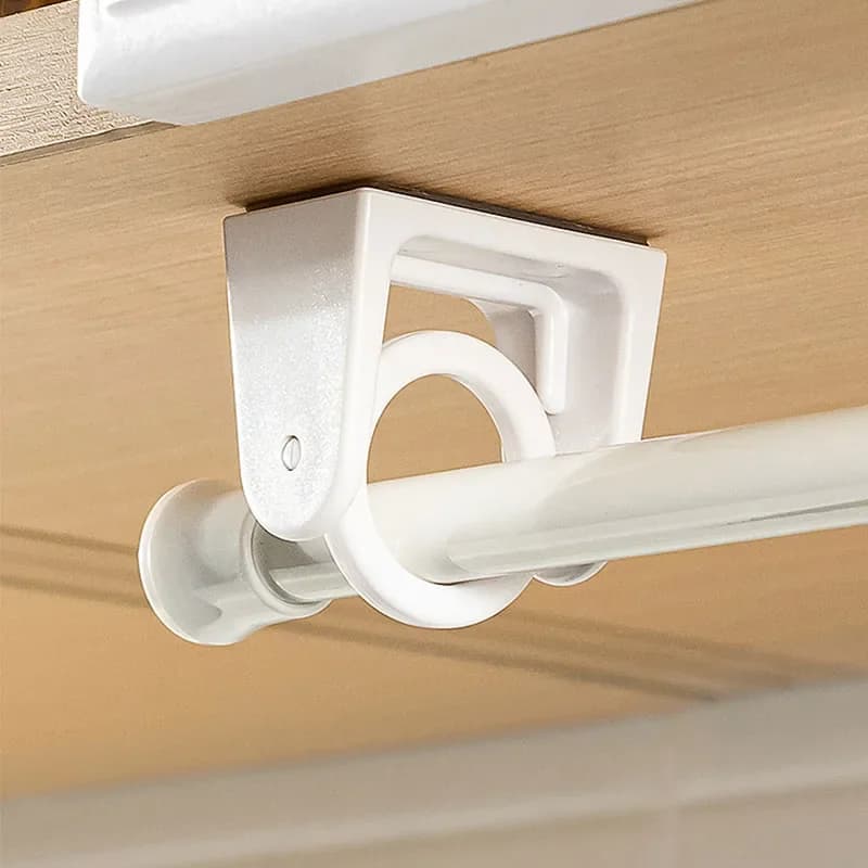360 ° Fissatore per asta retrattile girevole per ganci adesivi resistenti senza perforazione Staffa per asta per tenda da doccia con asta per asciugamano
