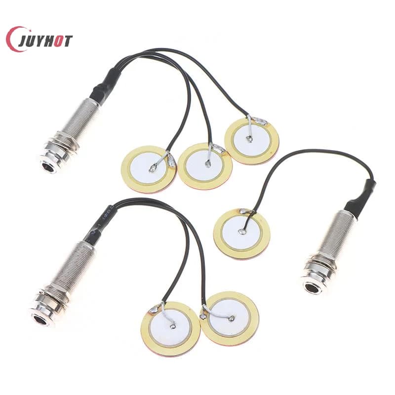 Piezo Contact Microphone Pickup Transducer Self Adhesive Disc Contact Pickup With Audio Jack For Guitar Ukulele Instrument