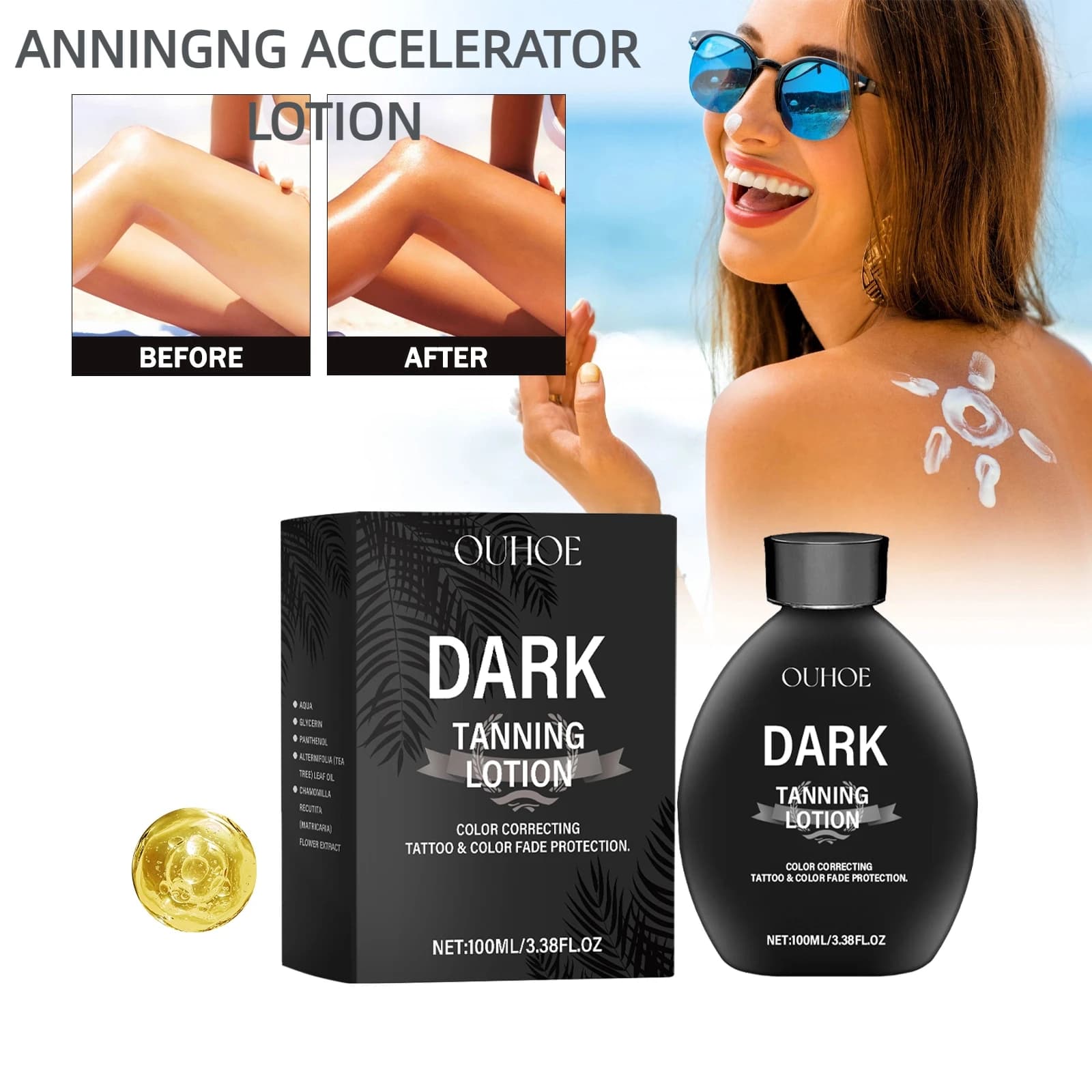 Lozione acceleratore abbronzante Abbronzante estivo Spiaggia Lettino solarium Abbronzatura Migliora il tono della pelle irregolare Crema abbronzante idratante duratura