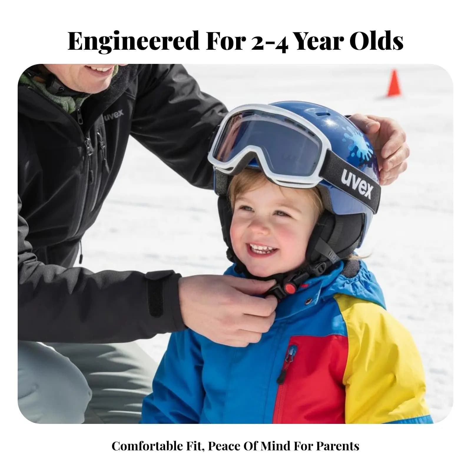 Casco da sci per bambini, occhiali invernali antiappannamento, design monopezzo, regolabile, Sloth