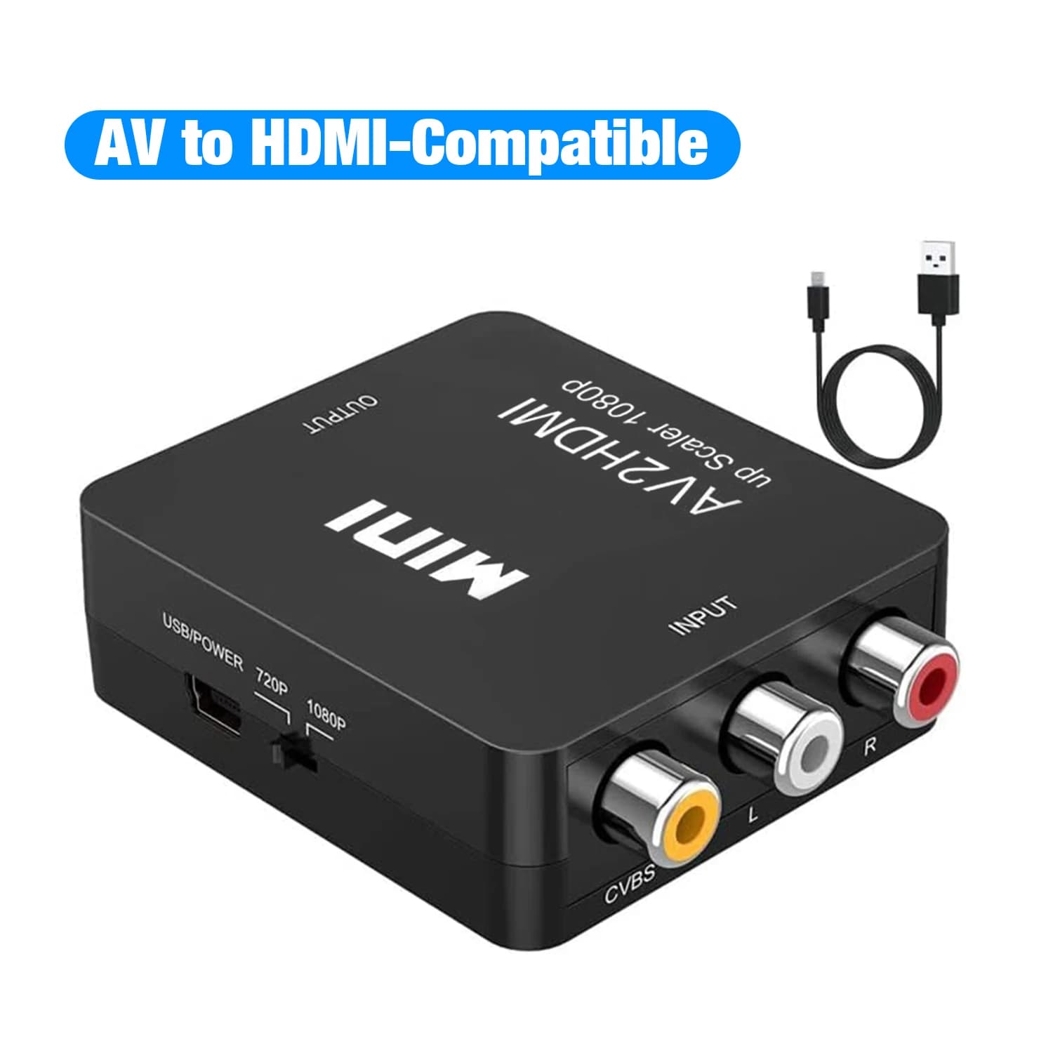 Convertitore HDMI a AV RCA, Adattatore HDMI a AV/CVSB L/R Video Full HD 1080P HD2AV per PS4 TV PC Proiettore