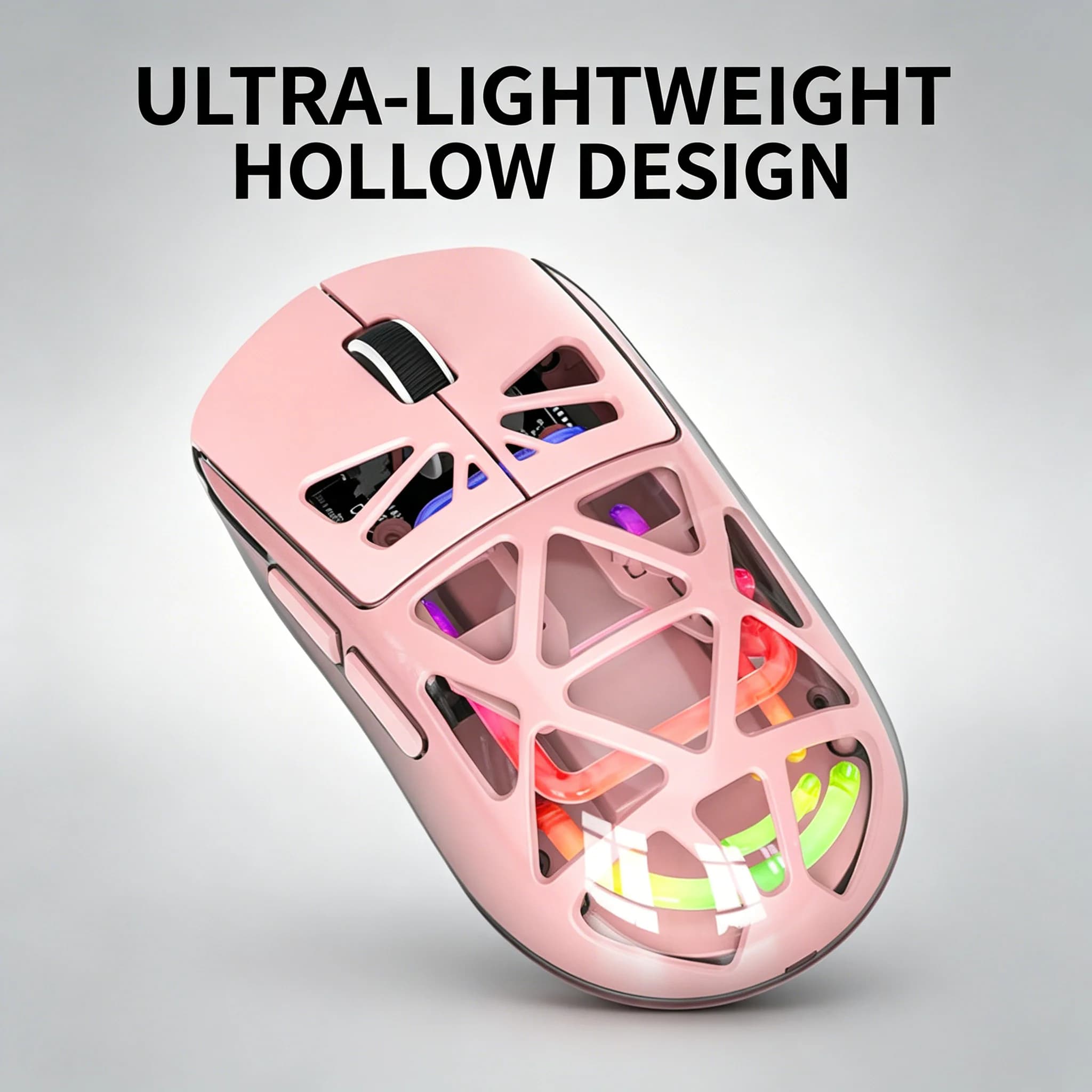 Wireless Gaming Mouse 4800DPI Hollow Shell Mouse 3 Modes Rechargeable with Receiver for Computer for Wins 7 8 10