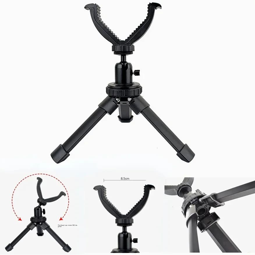 Poggia fucile regolabile Treppiede Poggia tiro Supporto per giogo a V in alluminio Rotazione di 360 gradi per la pratica del bersaglio da caccia Portatile Durabl