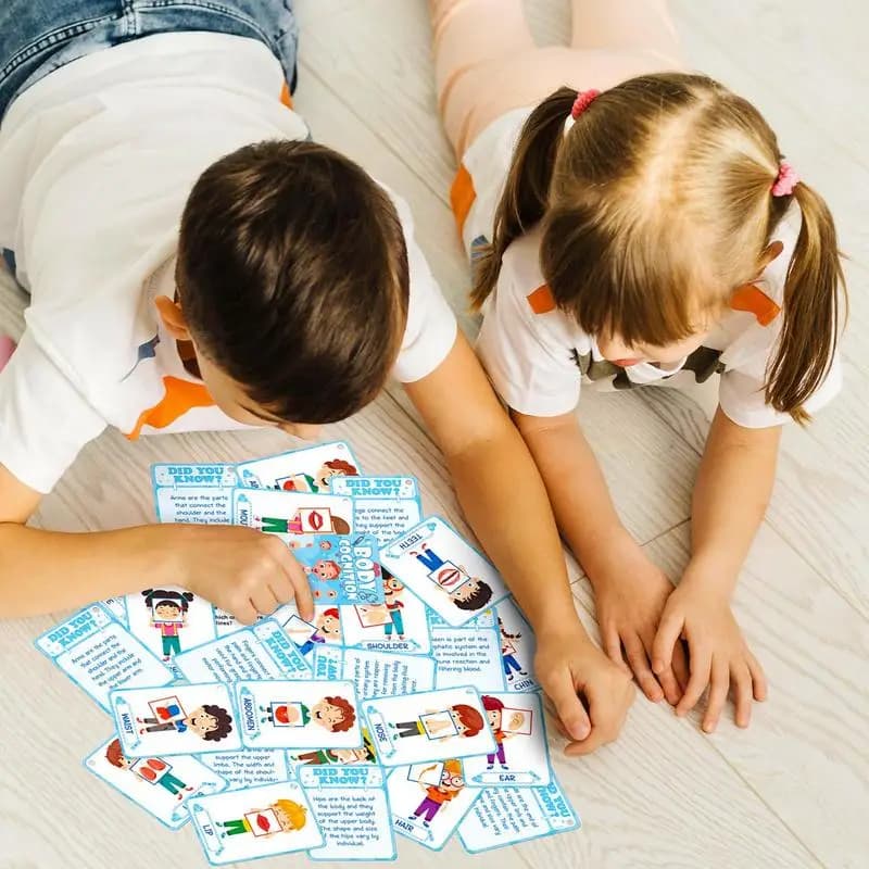 Carte per la consapevolezza del corpo per bambini 36X Parti del corpo Materiali didattici Divertente carta per l'educazione cognitiva Carte da lettura per bambini di 3 anni