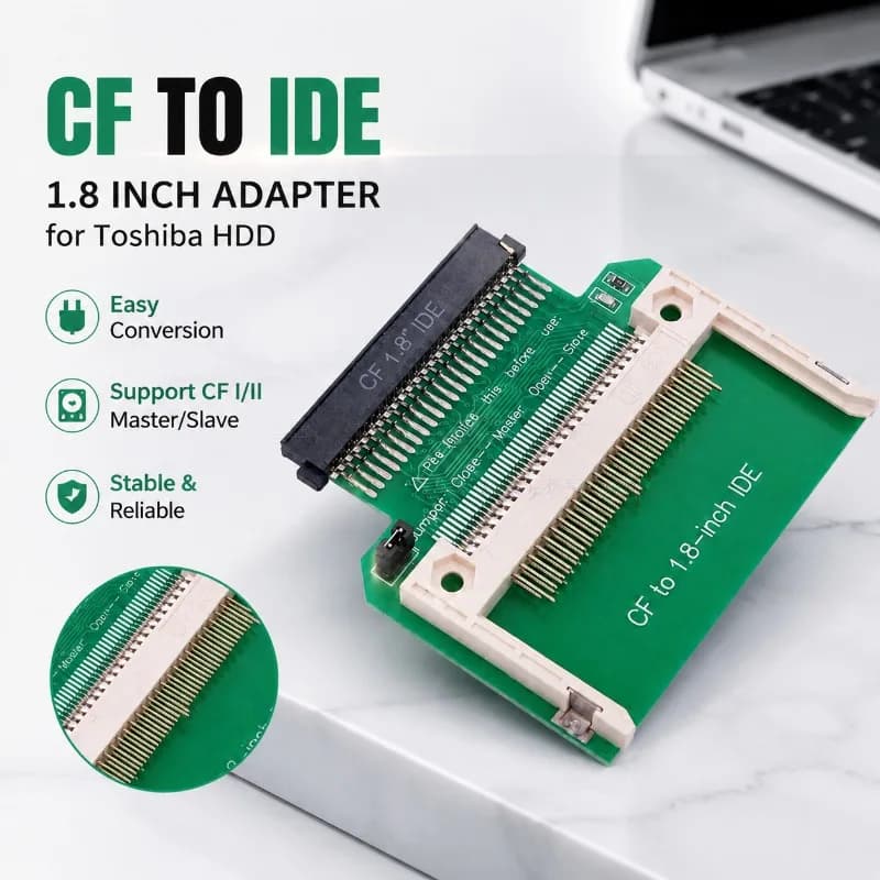Compact Flash CF To 1.8 Inch 50Pin IDE Adapter Card with 1.8" IDE Female Interface Suitable for Toshiba Hard Drive Converter