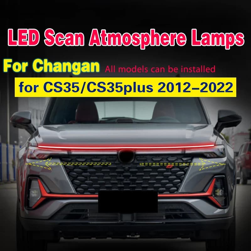 LED Scan Starting Car Hood Light Daytime Running Lights For Changan CS35/CS35plus 2012-2022 Waterproof Flexible Strip Lamp 12V