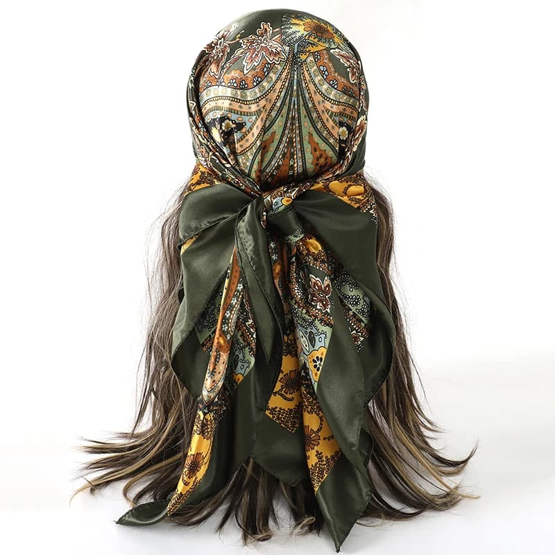 90X90CM Luxury Retro Brand Square Scarf for Women Sunscreen Beach Kerchief Hijab Girl All Seasons Scarves Lady Bandana Headband