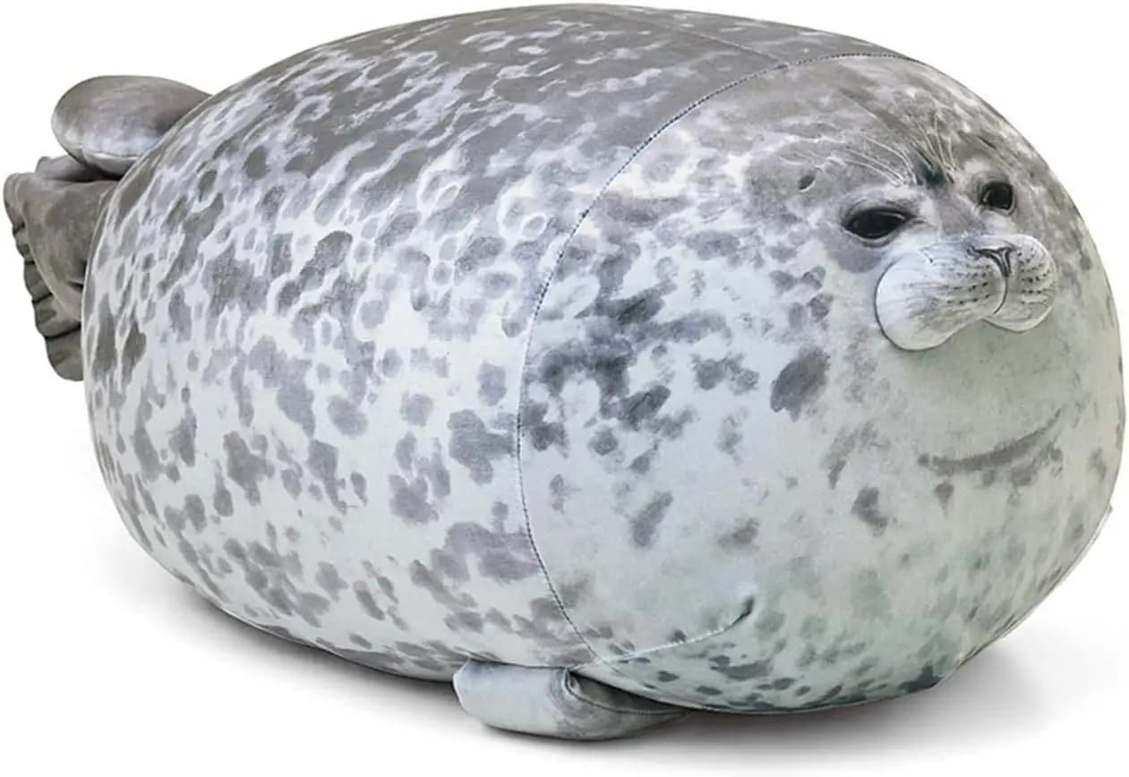Chubby Seal Plush Pillow, Stuffed Cotton Animal Toy Cute Ocean Small (13 in) for Comfort and Gifts