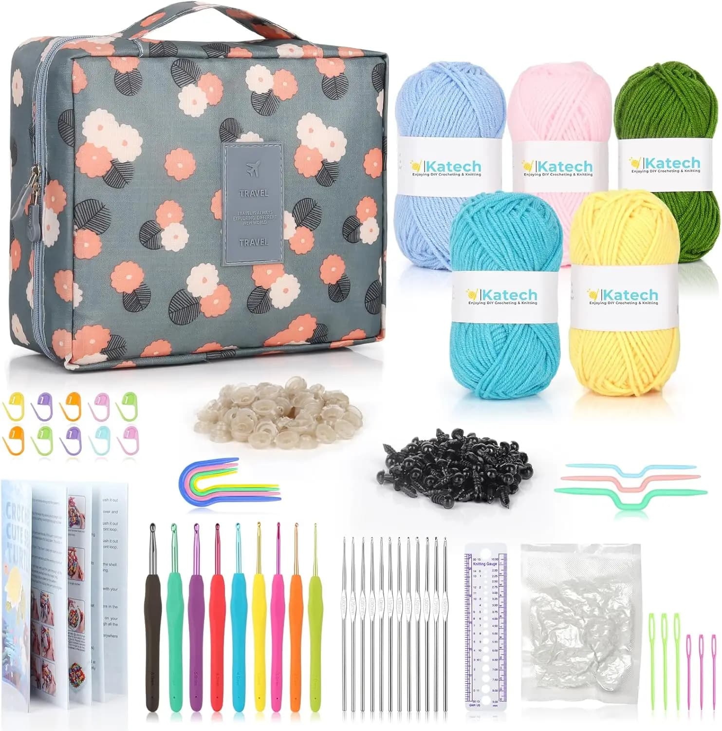 Kit per Principianti di Uncinetto con Filati, Uncinetti, Accessori e Tutorial - Set Completo per Bambini e Adulti