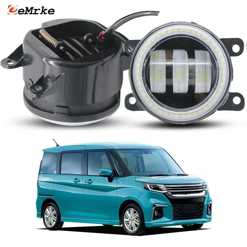 Faro Fendinebbia LED 40W con Lente Grande per Suzuki Solio Hybrid 2021 2022 2023 PTF con Occhio d'Angelo DRL Luci Diurne Anteriori Esterne LED ad Anello