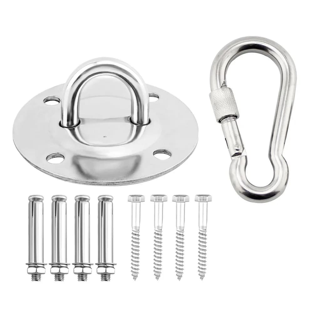 Ganci per occhiello con imbottitura in acciaio inossidabile 304 per montaggio a parete per amaca resistente con bulloni a vite con moschettone per sedia amaca altalena da portico