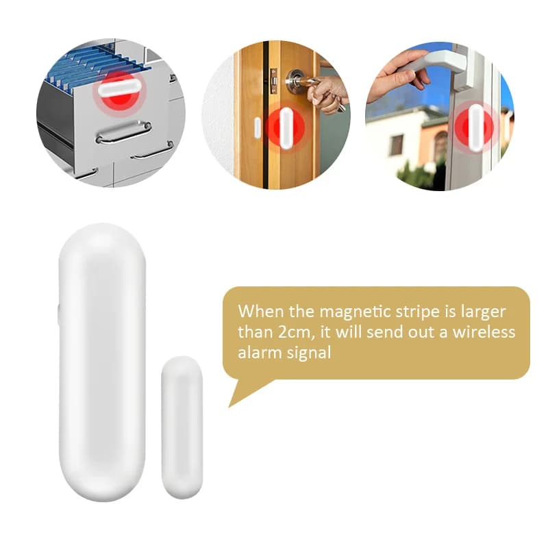 Sensore Magnetico per Porte MD-211R Wireless 433/868MHz per Sistema di Allarme ST-VGT ST-IIIB, Rilevatore per Finestre con Batteria al Litio Integrata