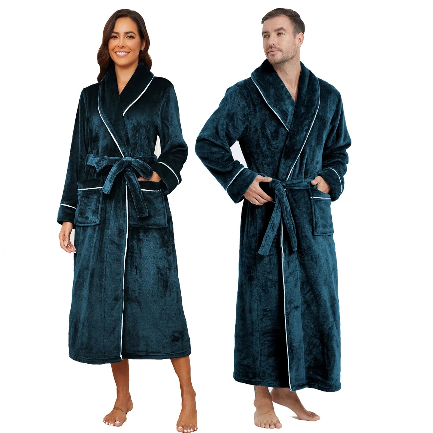 Coppia Indumenti Da Notte di Flanella Spessa Abito Lungo Autunno Inverno Nuovo Kimono Abito Accappatoio Vestiti Per La Casa Caldo Corallo Pile Pigiama Pigiama