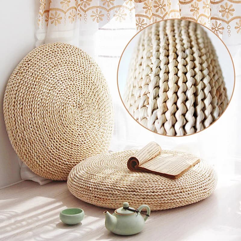 30/40/45/50cm Round Natural Weave Straw Handmade Pillow Floor Yoga Seat Mat Thickening Chair Tatami Meditation Window Cushion