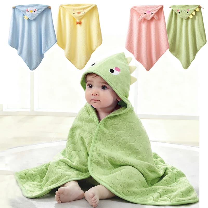 Children's Bathroom Towel Animated Carton Soft Coral Towel Fleece Towel Baby hooded Swaddle Bed linen Children's blanket Roba Bathrobe