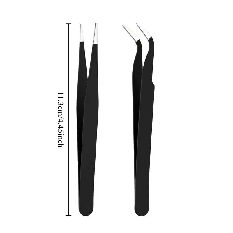 Straight & Elbow Head Tweezers Kit Rustproof Stainless Steel for Junk Journal Scrapbooking Sticker Album DIY Supplies