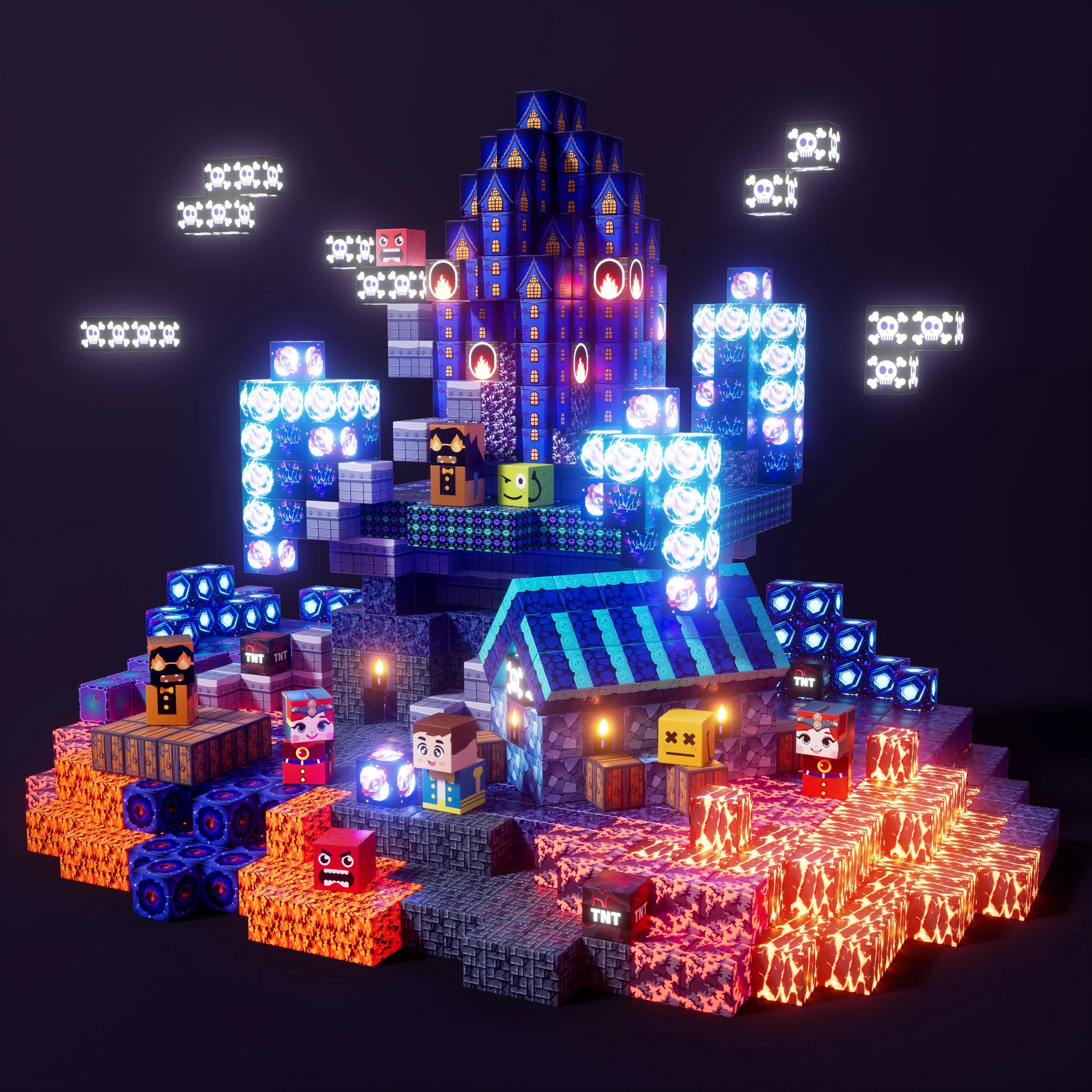 Mattoncini Magnetici Blue Castle 200 Pezzi con Luci, Blocchi da Costruzione STEM Montessori, Giocattoli Sensoriali Luminosi e Regali di Natale e Compleanno