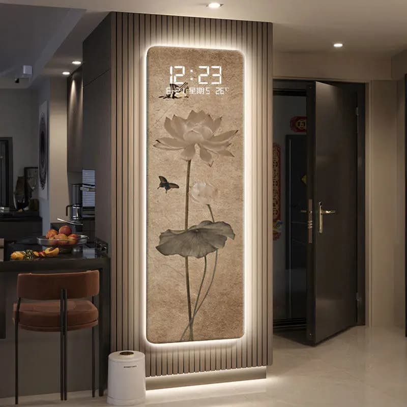 xx- Night Digital Clock Vertical Square Luxury Decoration Wall Clock Art Aesthetic Design Orologio Parete Home Decor^