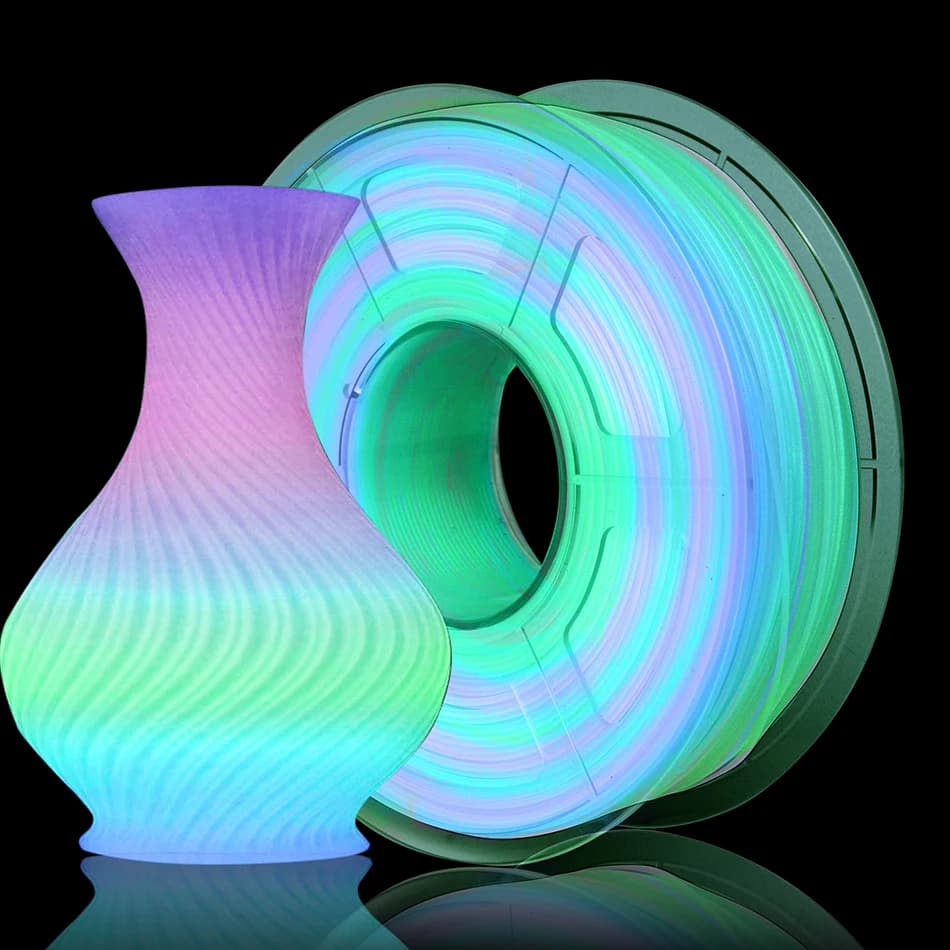 1.75mm Glow In The Dark PLA Filamento Nottilucenti Sublimazione Plastica Stampante 3D Materiale Incandescente Arcobaleno Firefly Filamento Verde