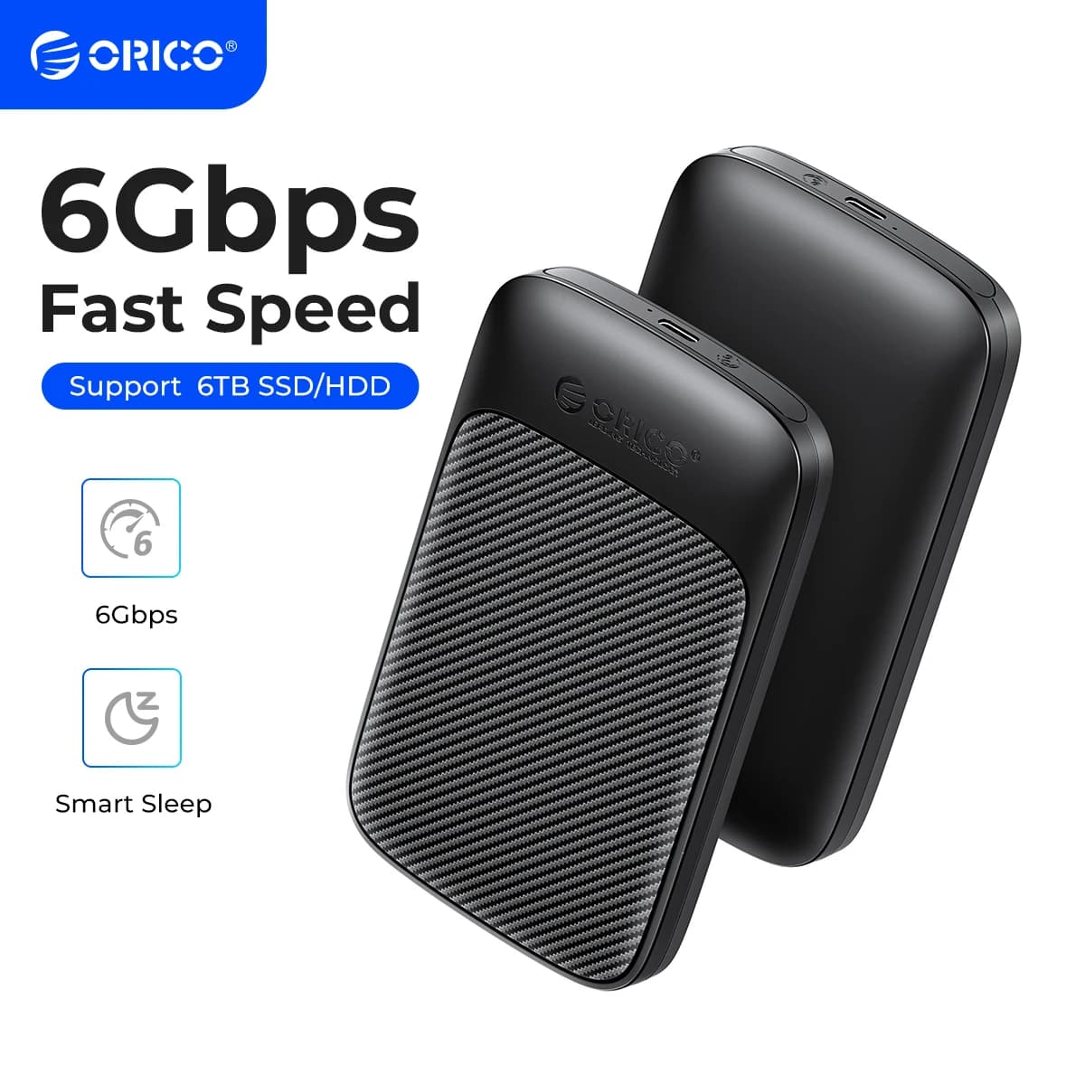 ORICO Box esterno per disco rigido da 2,5 pollici USB 3.0 Type-C a SATA III per HDD e SSD SATA da 7mm e 9,5mm senza bisogno di attrezzi