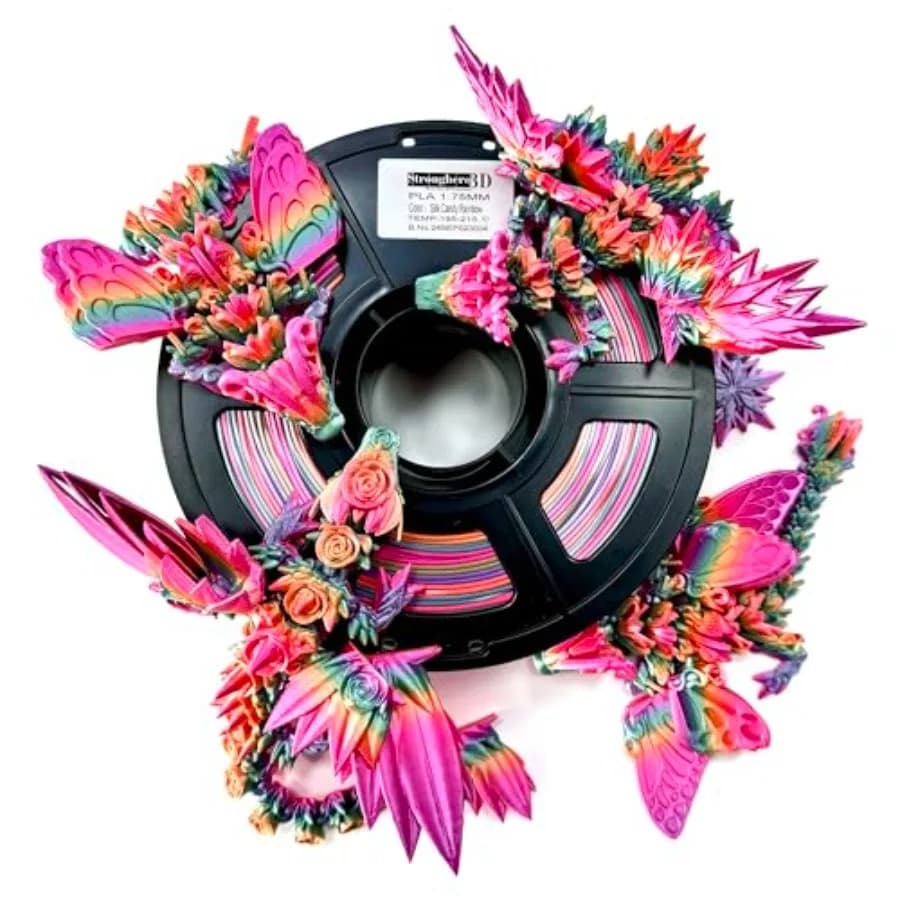 Silk PLA 3D Printer Filament 1.75mm, Candy Silk Rainbow, Multi Color 3D Printing Filament, Color Change Filament for Most 3D Pr