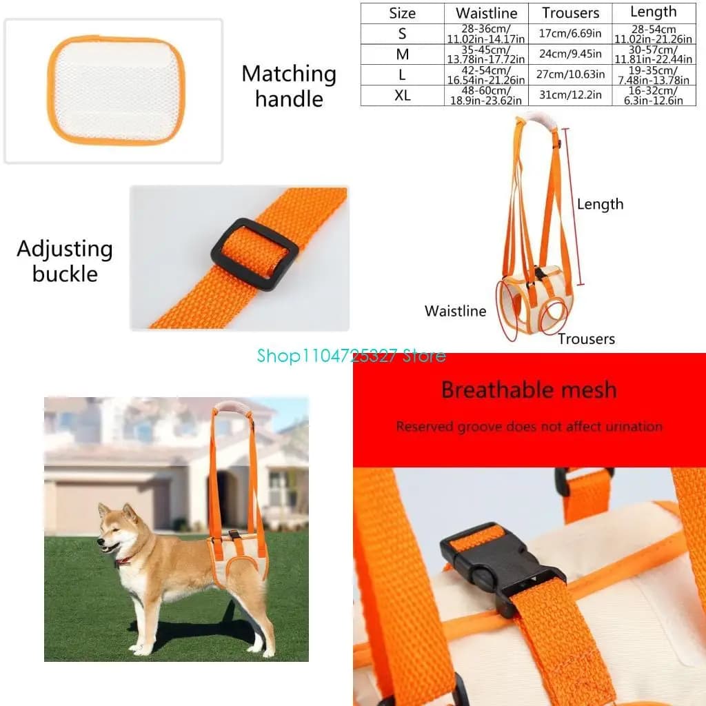 D8KF Pet Support Sling Help Gambe deboli Alzarsi per cani anziani Gilet Guinzaglio Strumenti aiuto