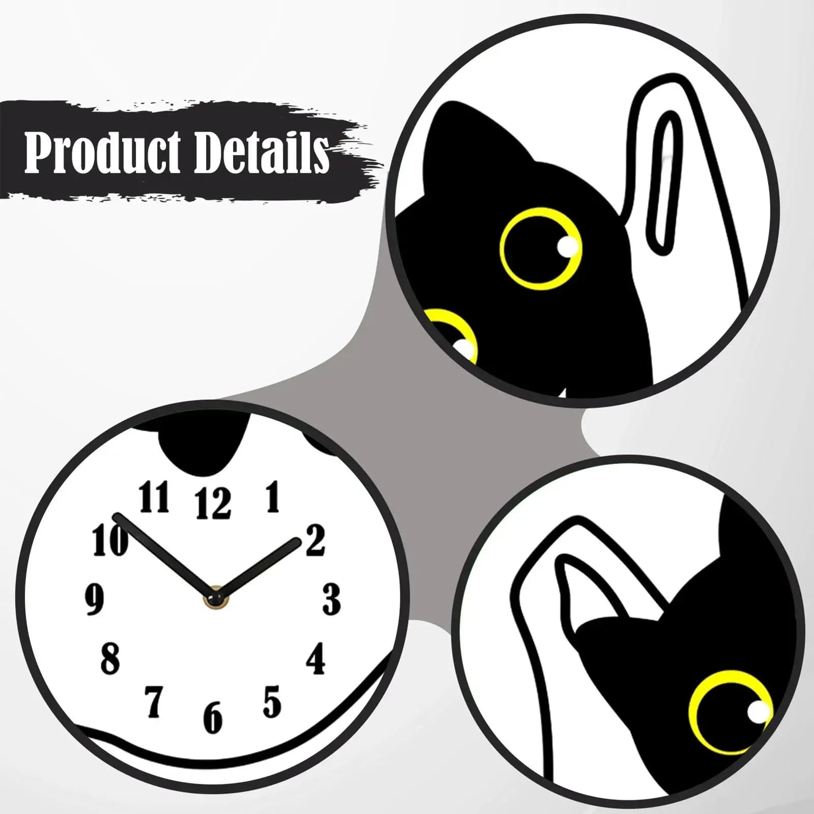 Orologio da Parete a Forma di Gatto, Silenzioso e Decorativo, Elegante Segnatempo per Cameretta, Asilo e Casa