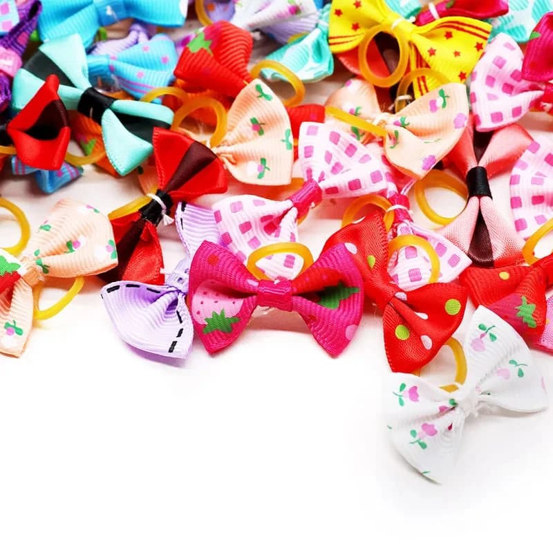 Fiocchi per capelli per cani e gatti di piccola taglia, 30 pezzi con elastico, fiocchi artigianali mobili per cuccioli, per Yorkie, Shih Tzu, toelettatura quotidiana, feste, animali domestici