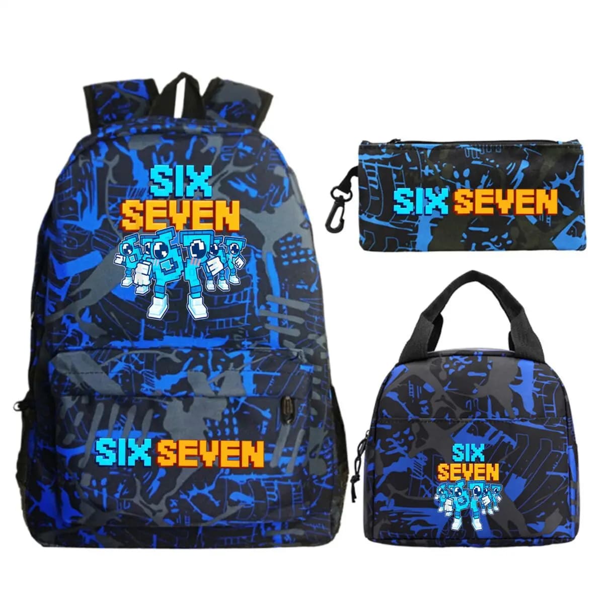 3Pcs 67 Six Seven 6-7 Italian Brainrot School Bags Set for Girls Boys with Lunch Box Pencil Case Fun 67 Backpack Travel Daypack