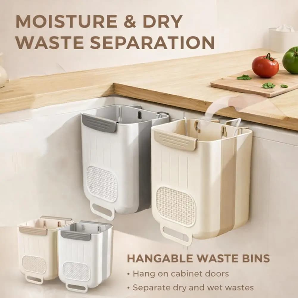 Folding Wall-Mounted Trash Can For Home Kitchen Reinforced Structure Supports Up To 10L Load And Easy To Clean