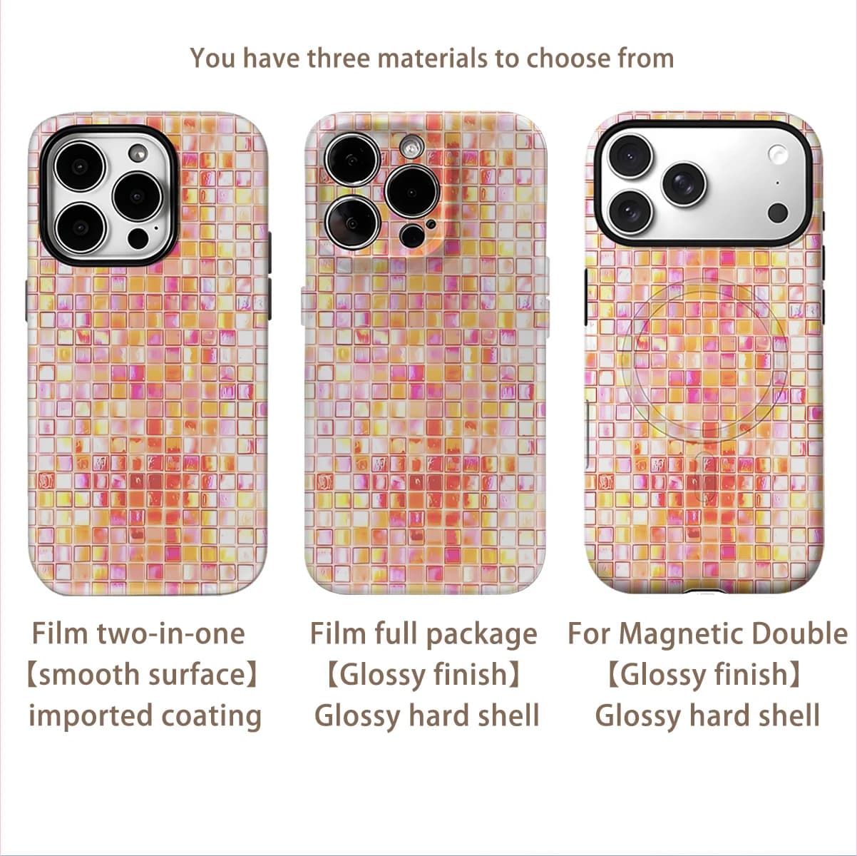 Iridescent Mosaic Tiles For Phone Case for iPhone 18 Pro 17 16 15 14 13 12 11 Pro Max plus - Single Double-layer Tough Case
