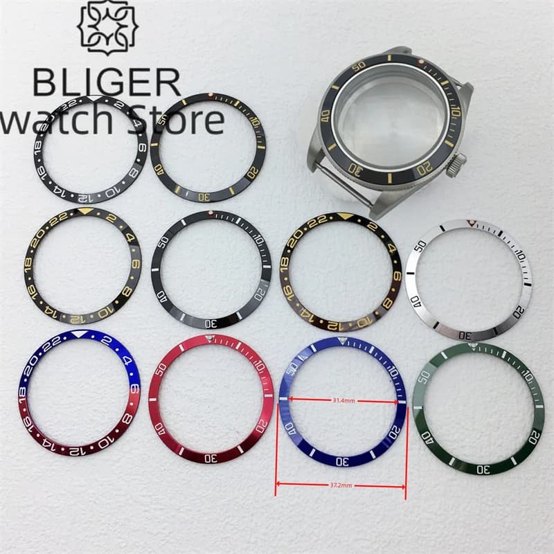 Inserto per lunetta dell'orologio BLIGER 37.2mm x 31.4mm inserto per lunetta in ceramica/alluminio adatto per orologio BB58 custodia da 39mm parti di accessori per orologi