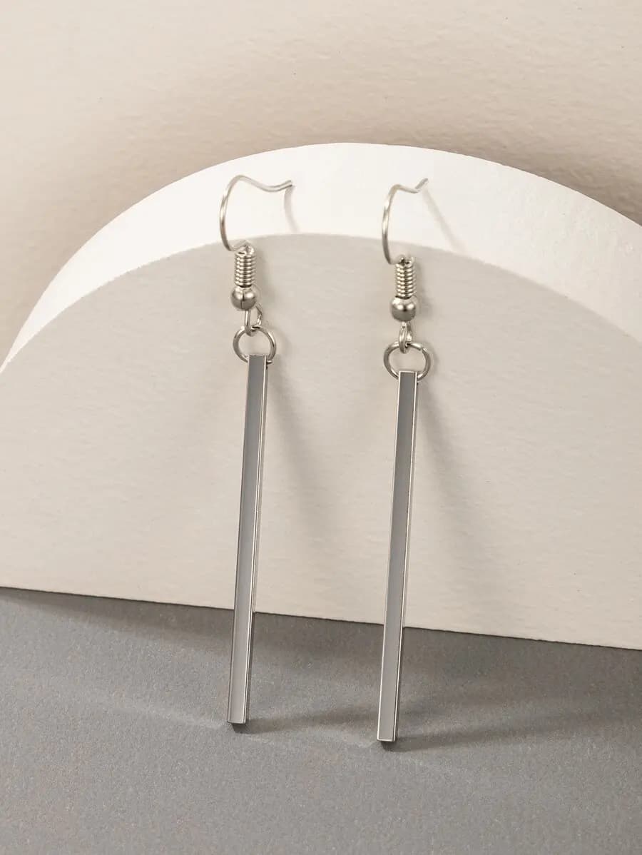 Rectangle Drop Earrings For Women Stainless Steel Geometric Style