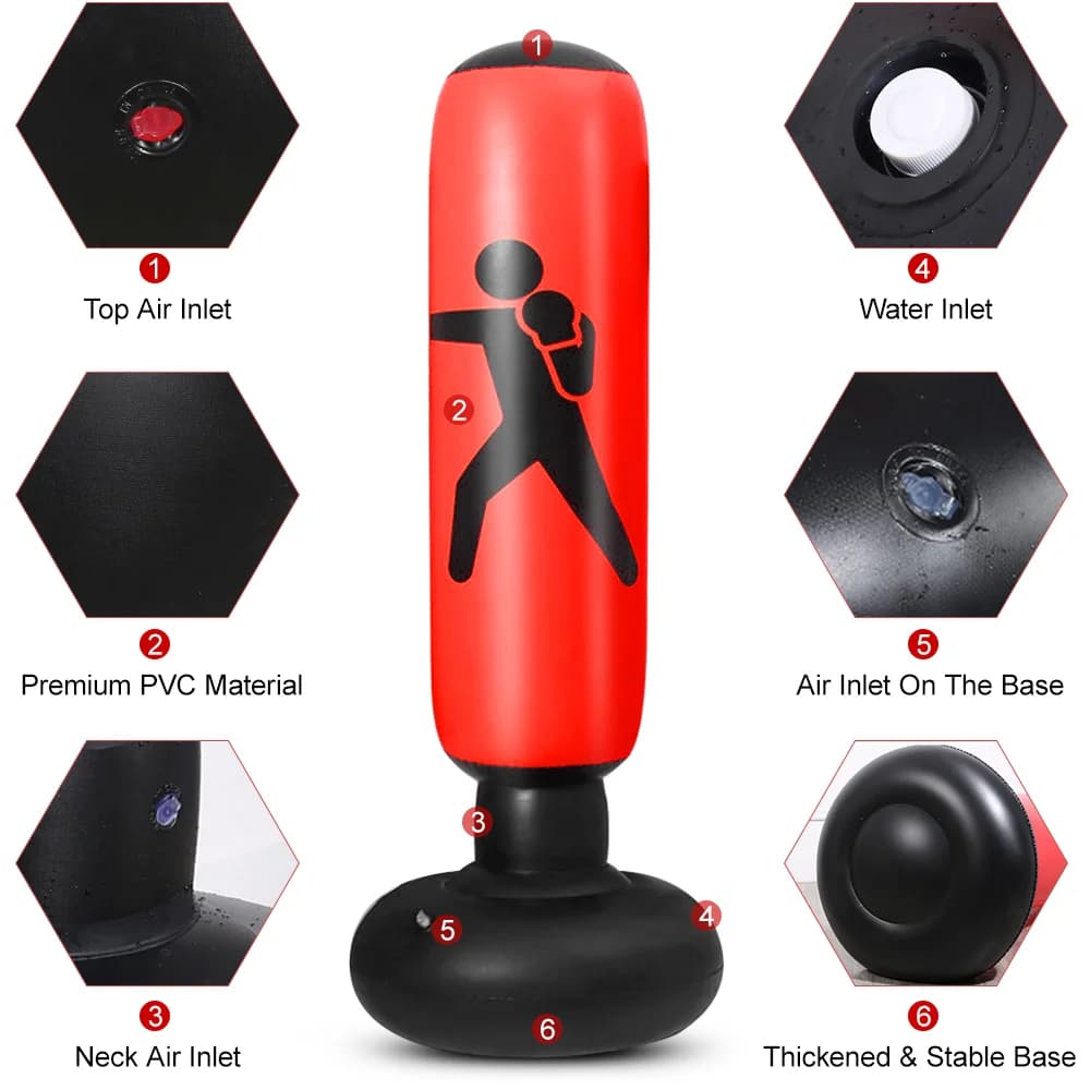 Custom Leather & Oxford Fabric Boxing Man Punching Bags Heavy Durable Standing Boxing Sand Bag