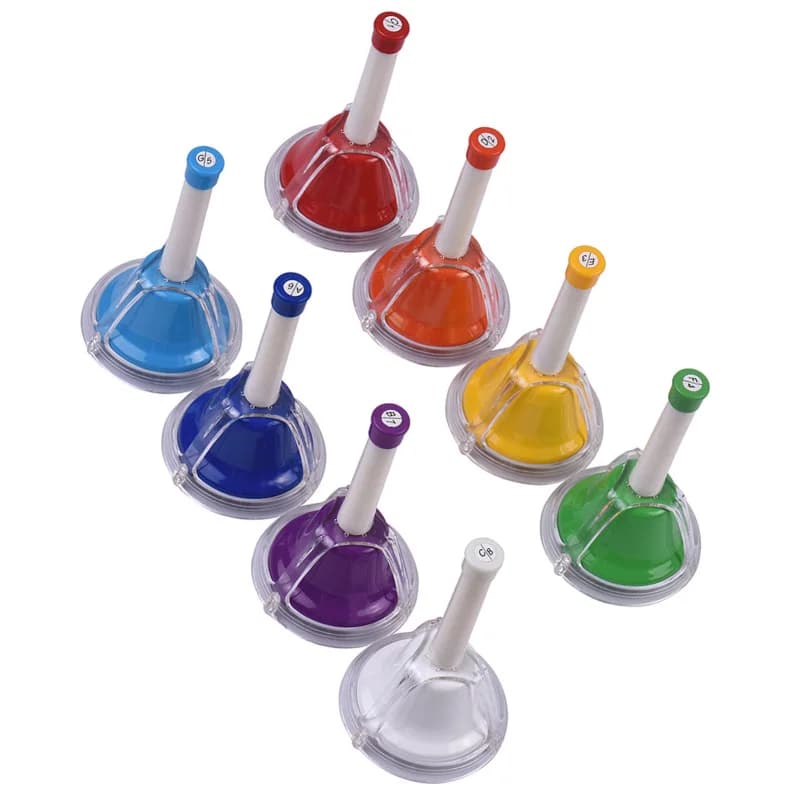 Campana di metallo diatonica a 8 note Campana colorata Campane a percussione a mano Kit giocattolo musicale per bambini per l'apprendimento musicale