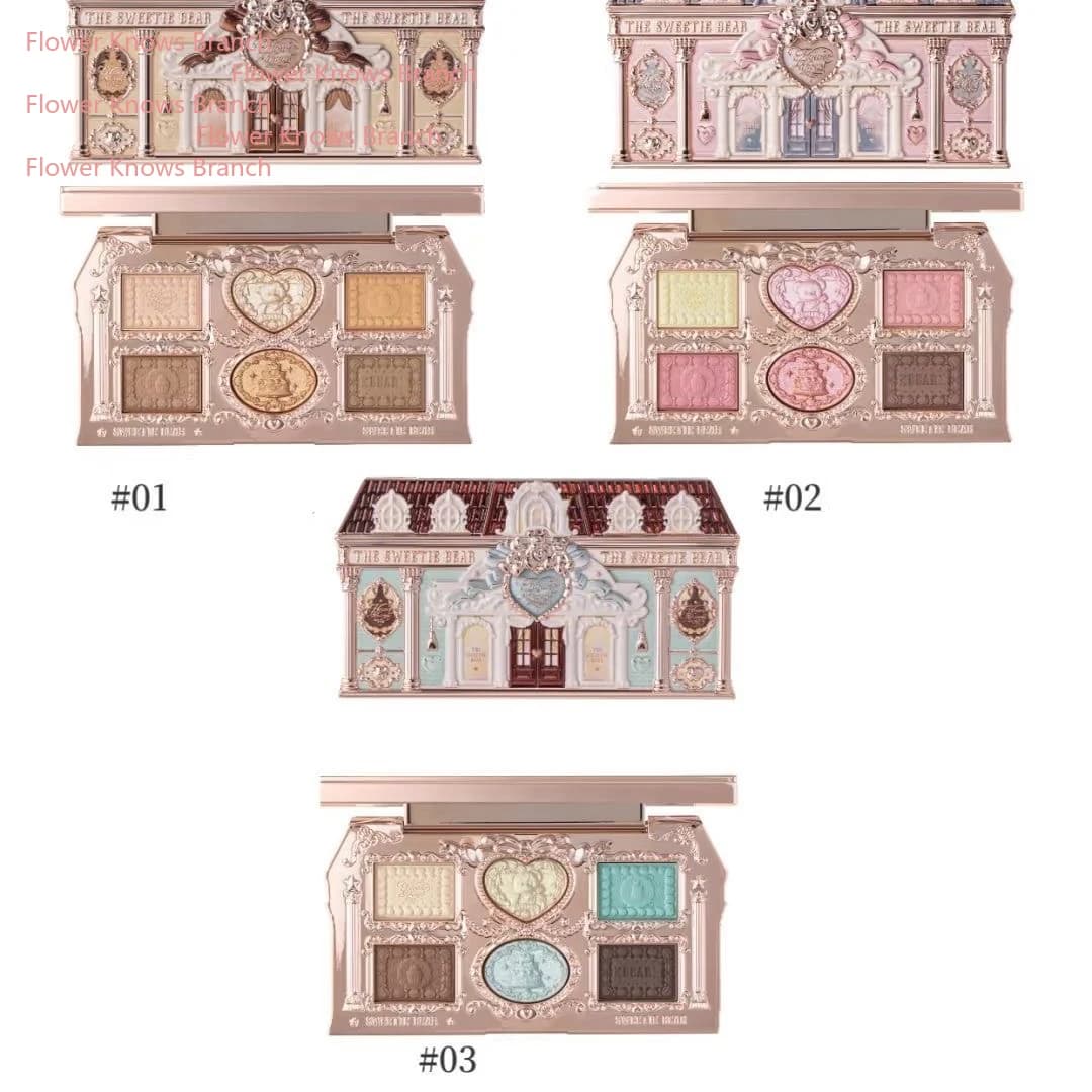Flower Knows SWEETIE BEAR COLLECTION Tavolozza di ombretti a 6 colori Trucco Ombretto in polvere con finitura luccicante opaca a lunga durata