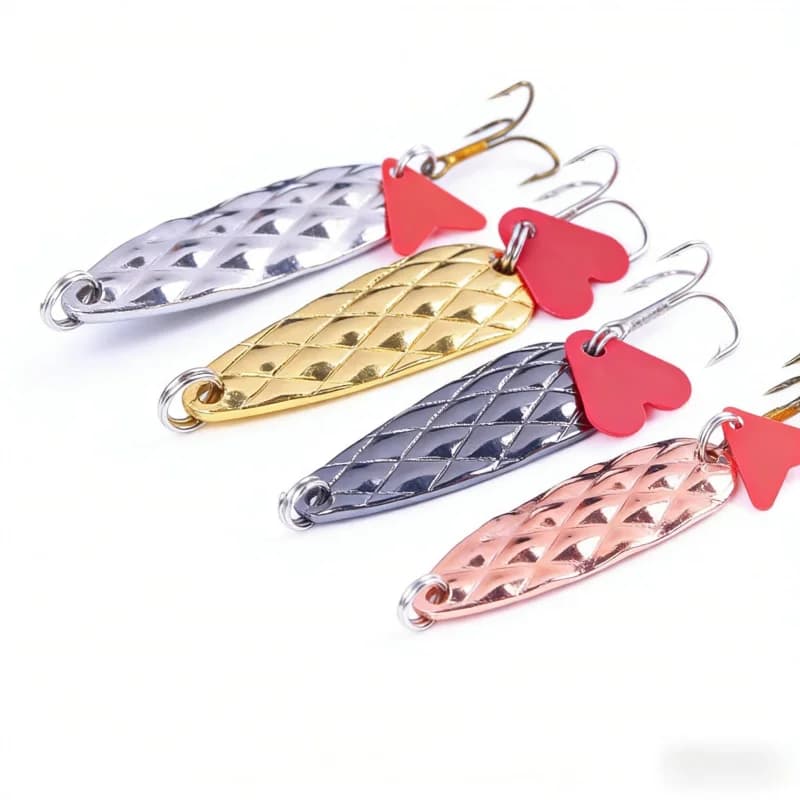 Esca Metallica con Paillettes a Forma di Ananas 4.5cm 9g Little Bean6 Universal per Acqua Dolce e Salata, Amo per Pesca di Spigola e Persico